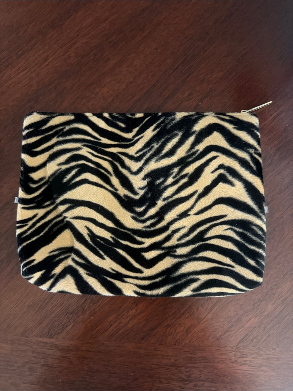 Zebra Print Cosmetic Pouch - Black and Cream